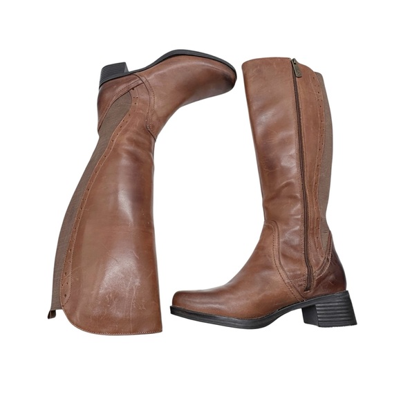 Blondo Women's Brown Leather Riding Boots Knee high Side Zip Heeled Size 7 - Picture 4 of 16